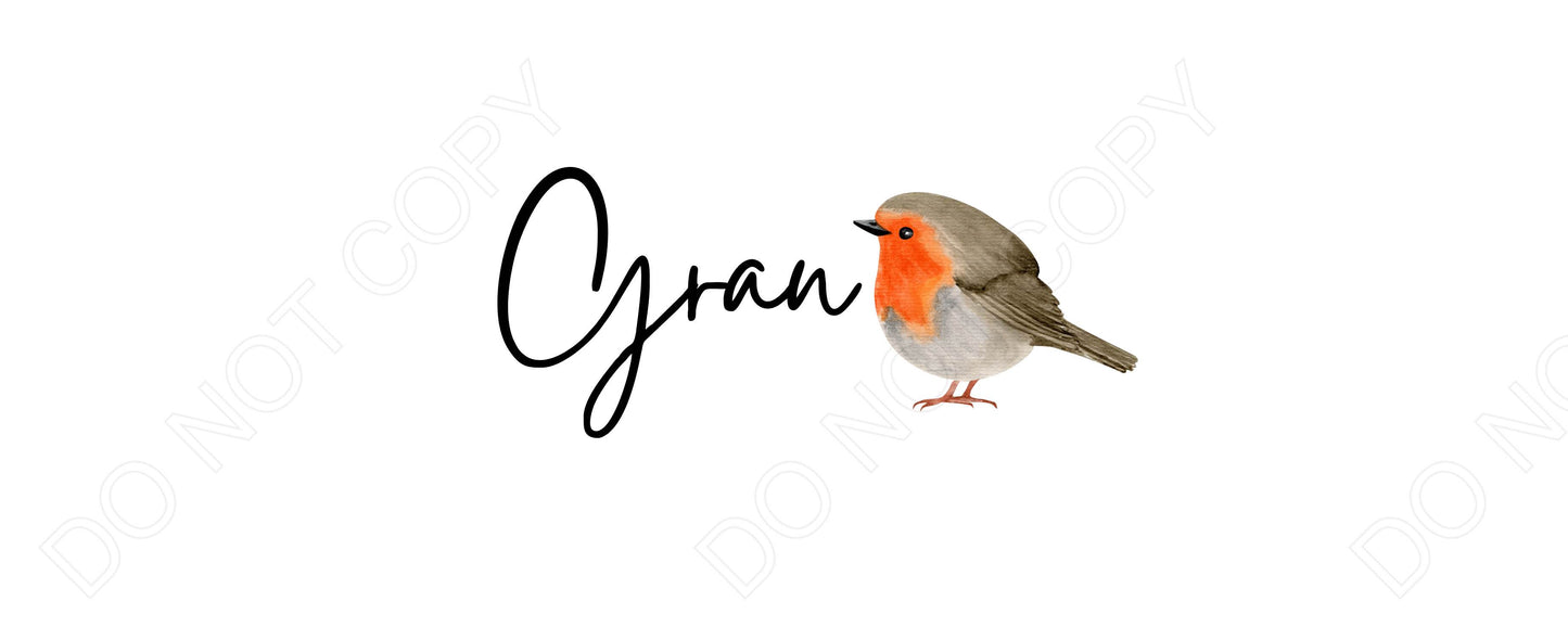 UV-DTF Transfer - Family Name Robin Design for Woodform and Smart Crafts Feathers