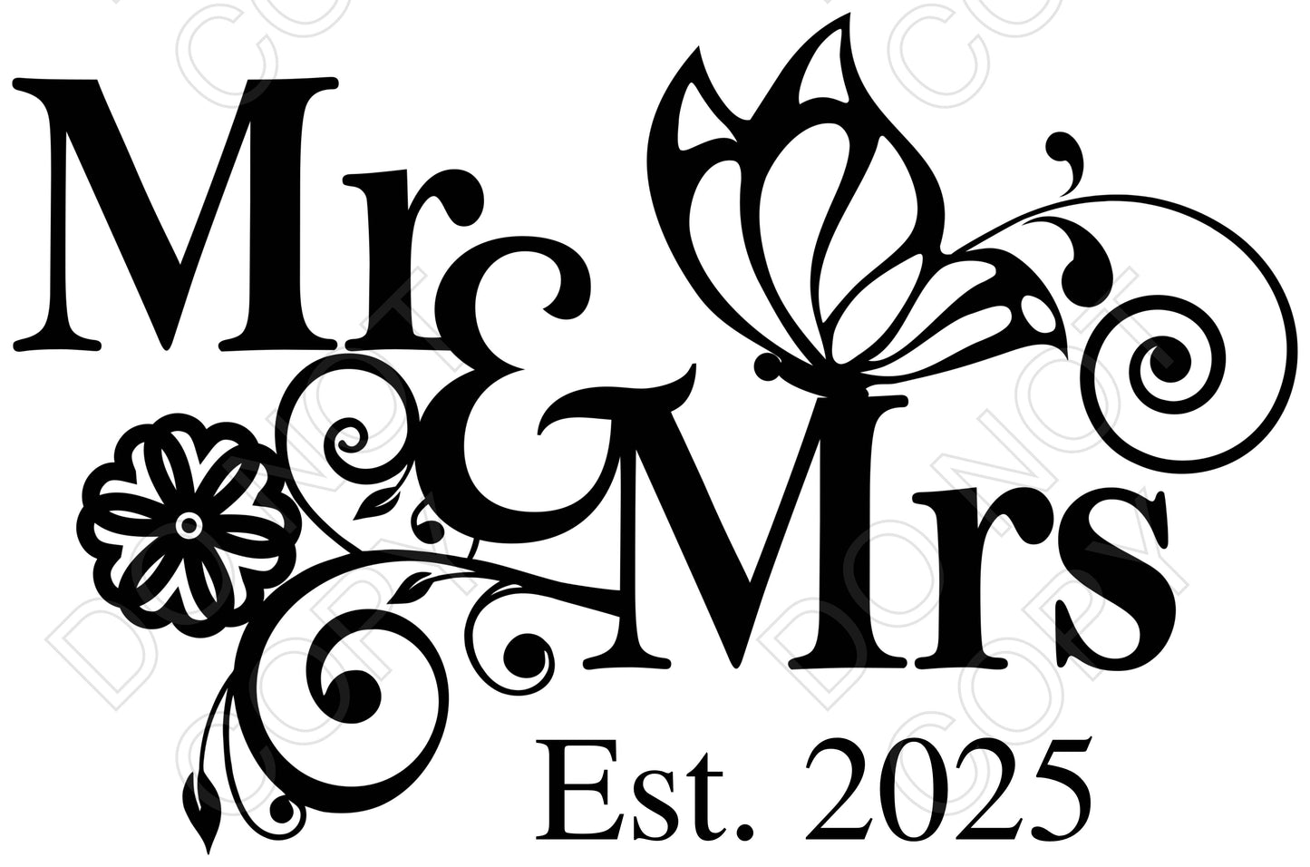 UV-DTF Transfer - Mr & Mrs 2025 (Butterfly)