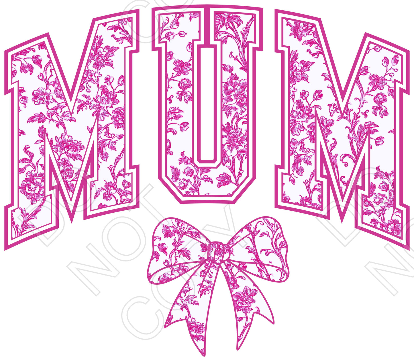 UV-DTF Transfer - Mum with Bow (Pink Lace)