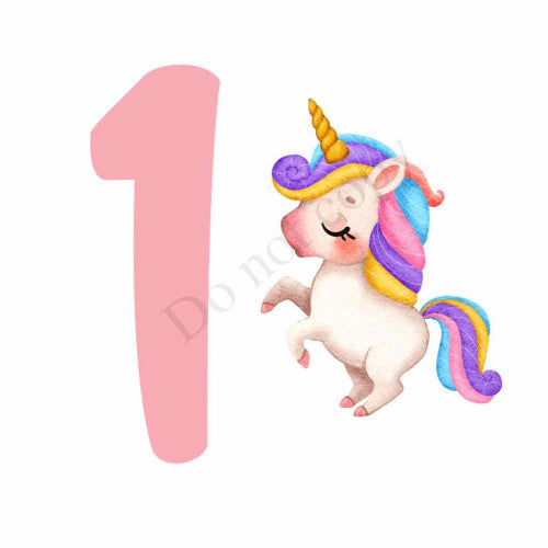 UV-DTF Transfer for Cake Topper - Birthday Number Unicorn