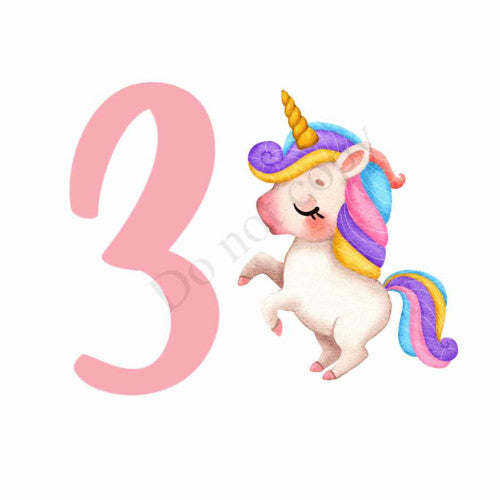 UV-DTF Transfer for Cake Topper - Birthday Number Unicorn