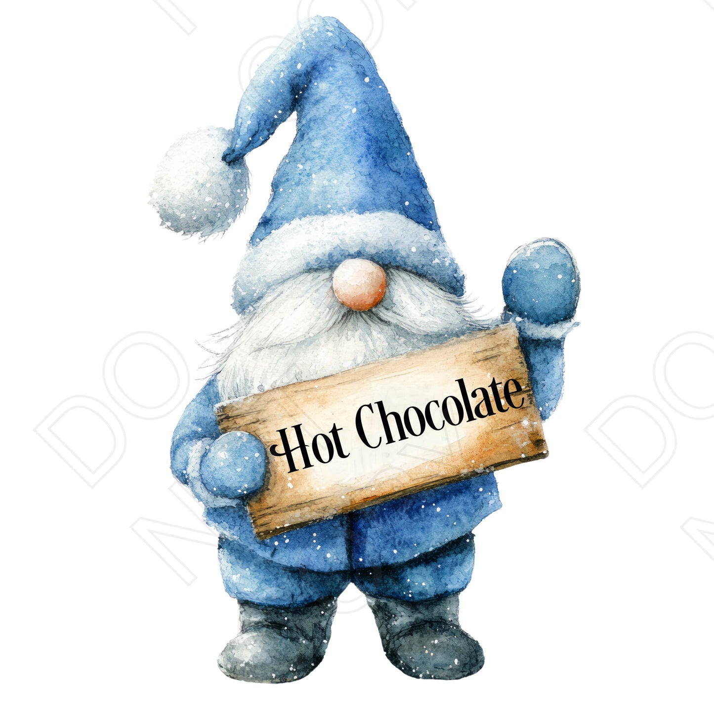 UV-DTF Transfer - Blue Gonk Labels for Hot Chocolate Station