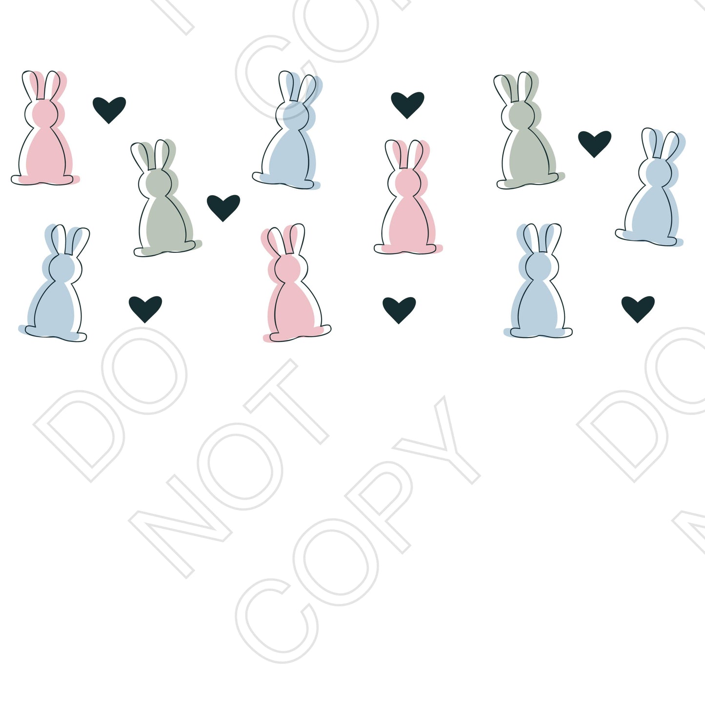 UV-DTF Transfer Suitable for 16oz Cold Cups - Pastel Bunny Rabbits
