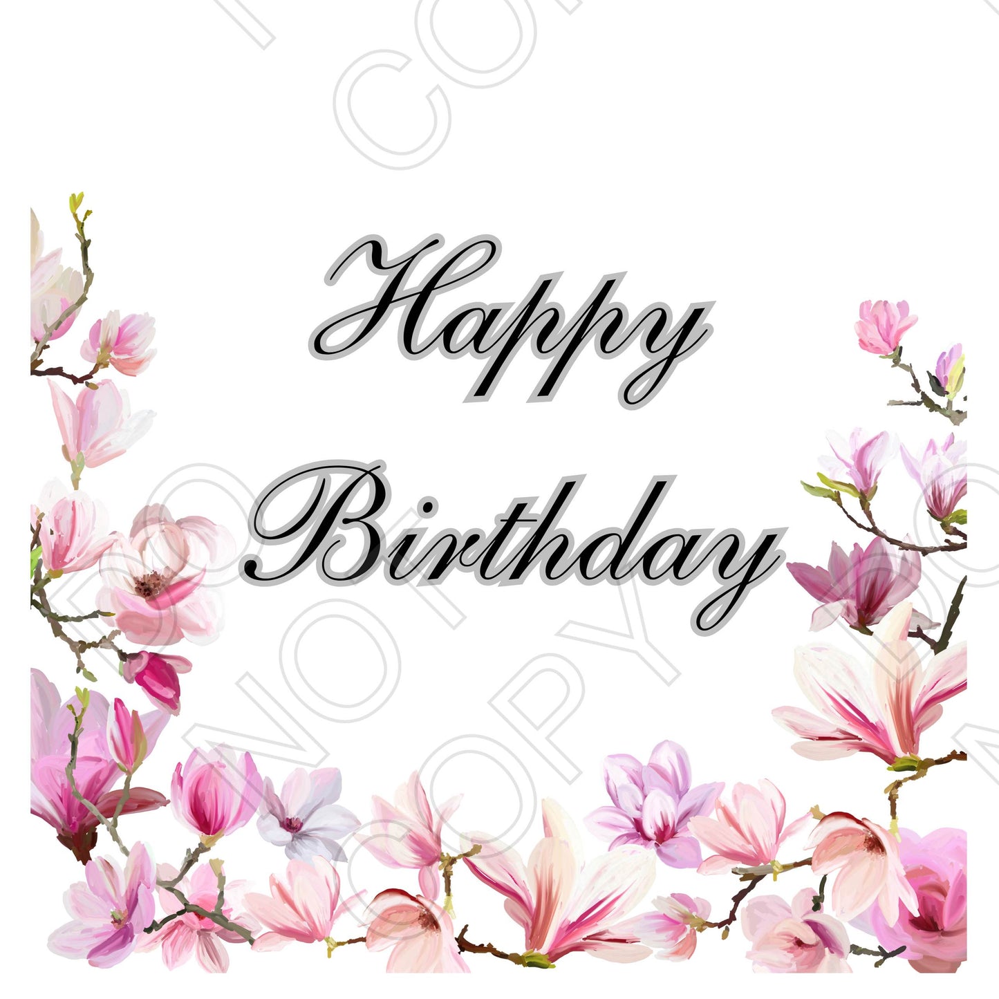 UV-DTF Transfer for Candle - Happy Birthday (Pink Flowers)