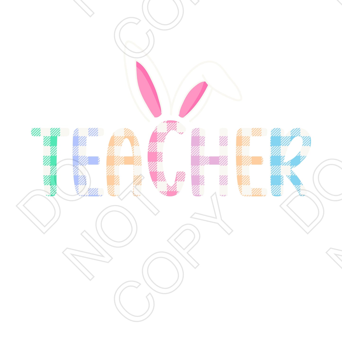 UV-DTF Transfer - Checkered Easter Bunny (Teacher)