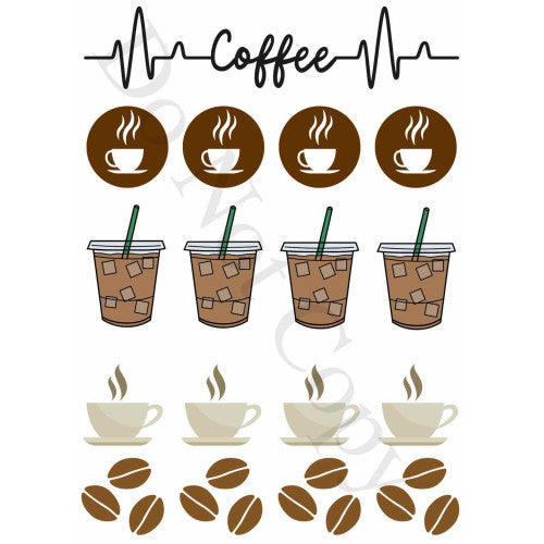Style 36 - Mixed Coffee Sheet of Mix and Match UV-DTF Designs
