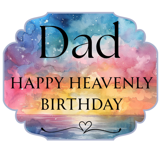 UV-DTF Transfer - Dad Happy Heavenly Birthday 4cm Solar light sized UVDTF