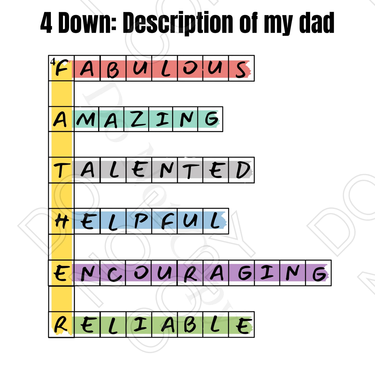 UV-DTF Transfer - Fathers Day Crossword