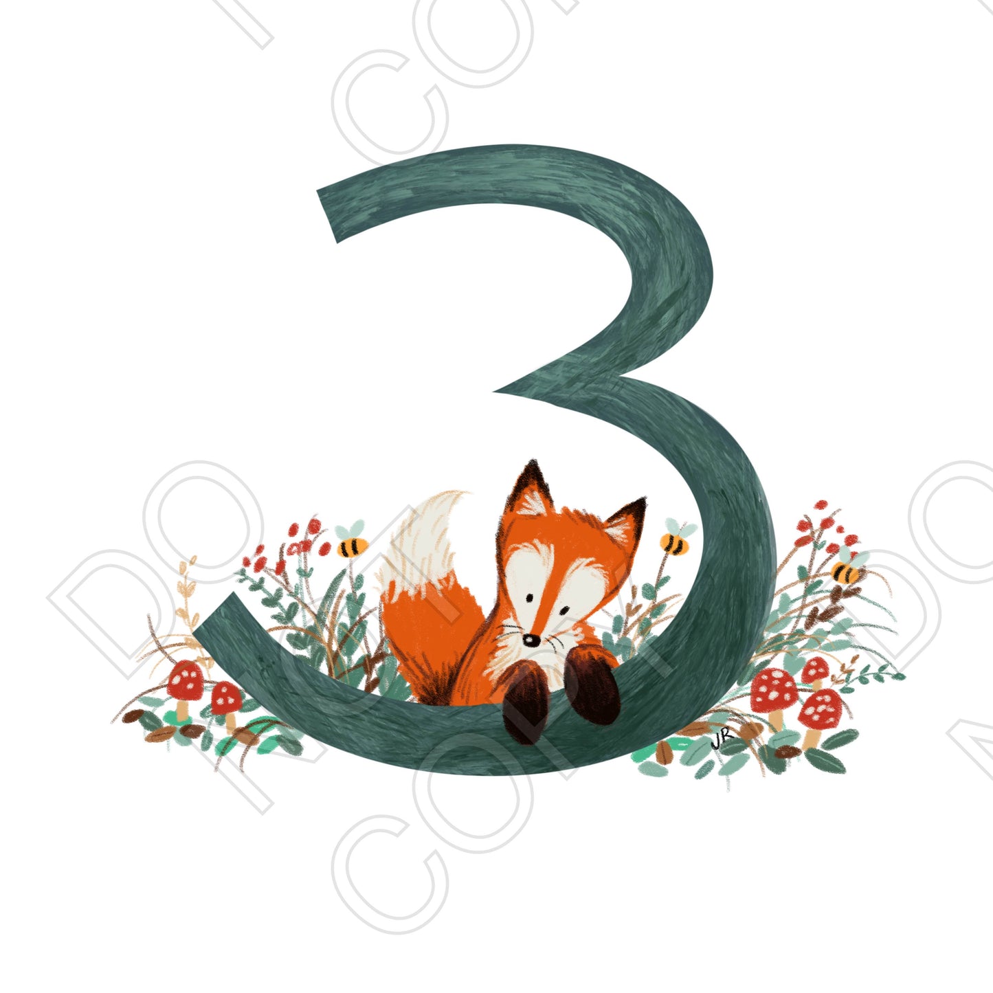 UV-DTF Transfer - Fox Numbers for Cake Toppers or Gift Boxes.