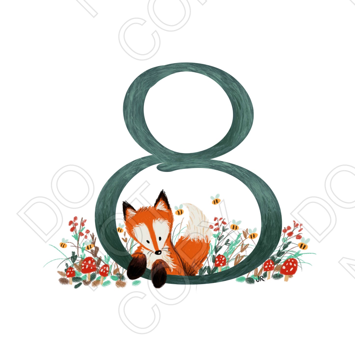 UV-DTF Transfer - Fox Numbers for Cake Toppers or Gift Boxes.