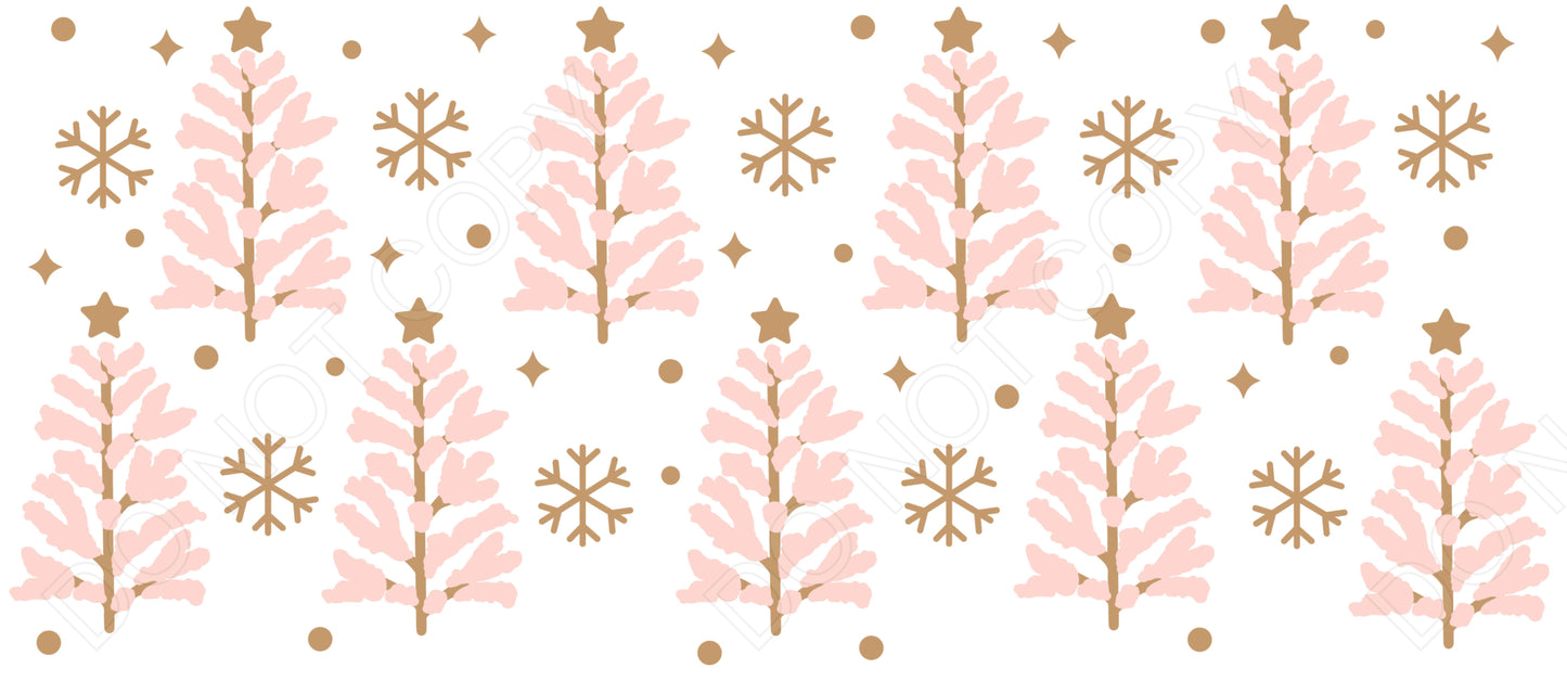 UV-DTF Transfer - Pink Xmas Tree Cup Wrap