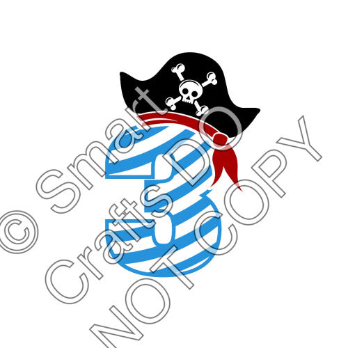 UV-DTF Transfer for Cake Topper - Birthday Number Pirate