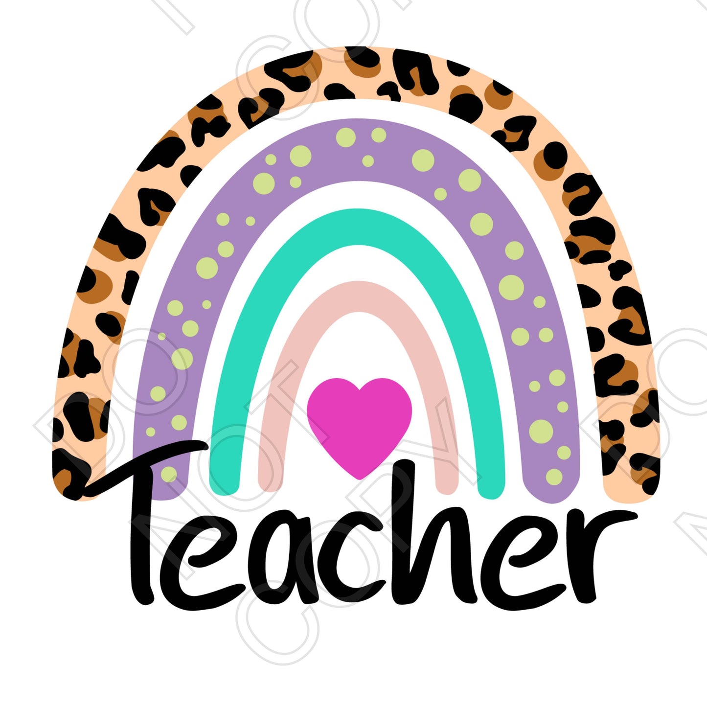 UV-DTF Transfer - Teacher (Leopard Print Rainbow)