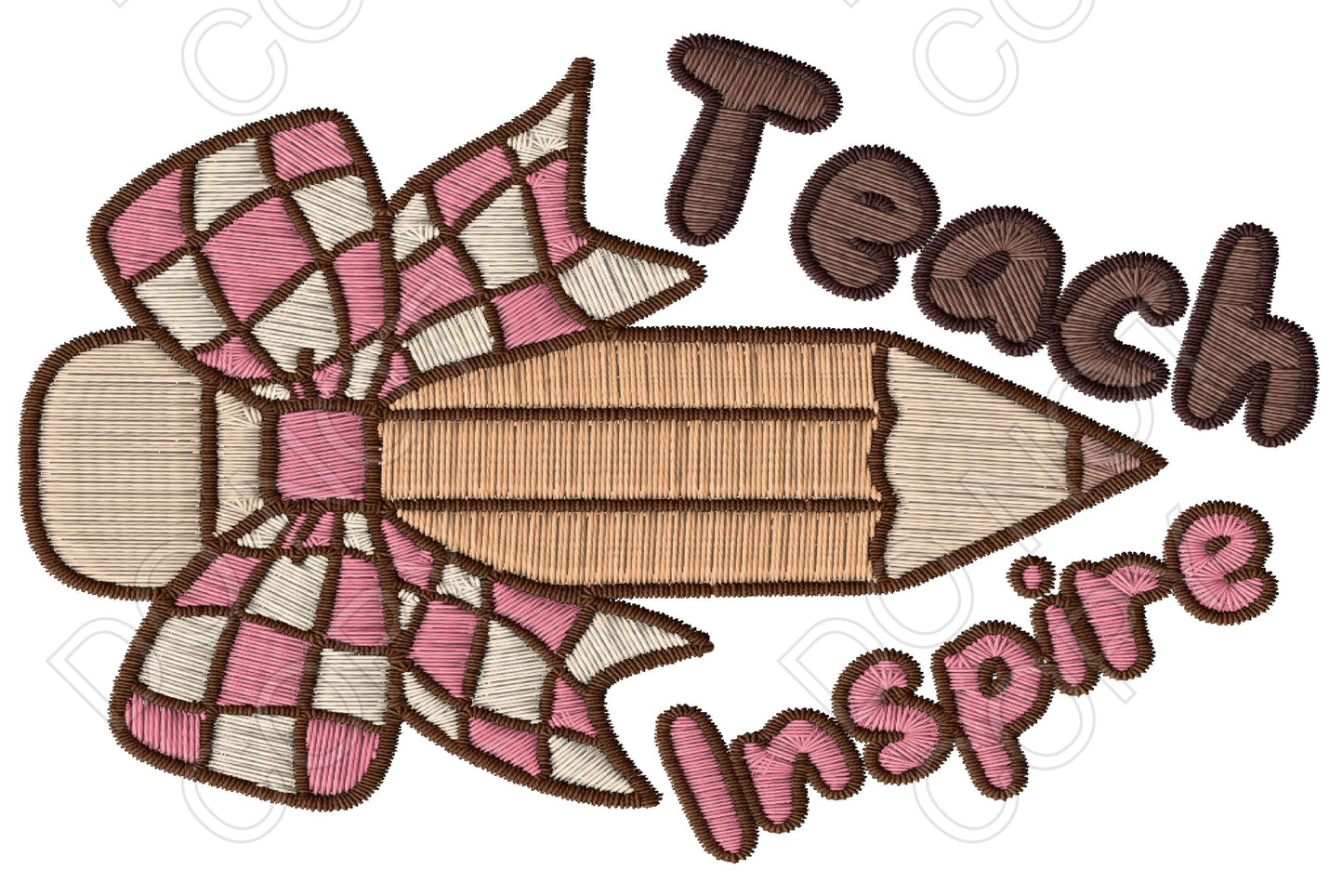 DTF Transfer - Teacher Pencil Embroidery Style