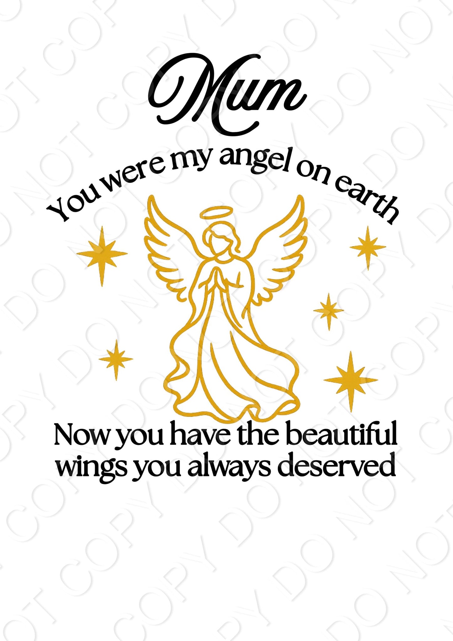 UV-DTF Transfer - Mum Angel on Earth (Bespoke)