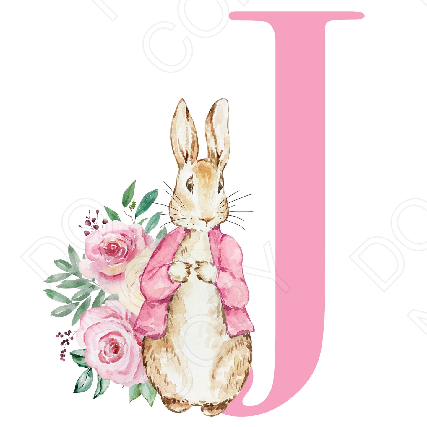UVDTF Transfer - Vintage Easter Bunny Alphabet (Pink Lettering)