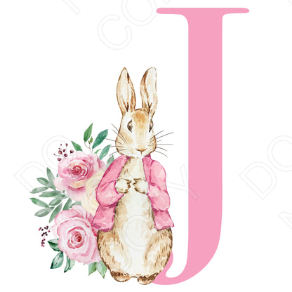 UVDTF Transfer - Vintage Easter Bunny Name (Pink Lettering) (Bespoke)