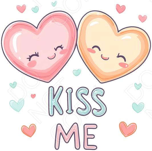 DTF Transfer - Love Hearts Kiss Me
