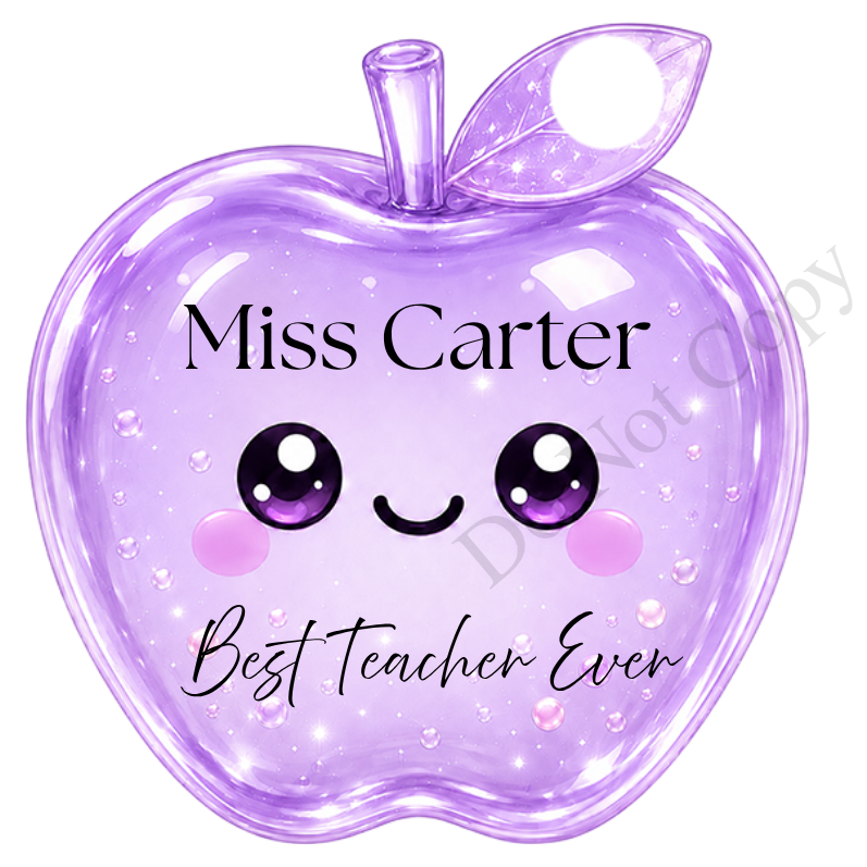 UVDTF Transfer - Cartoon Squishy Apple Cute Keyring Design Best Teacher Bespoke Version
