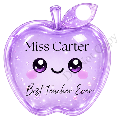UVDTF Transfer - Cartoon Squishy Apple Cute Keyring Design Best Teacher Bespoke Version