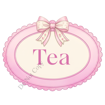 UV-DTF Transfer - Pink Bow designs for a range of storage containers (Tea Coffee Sugar) (Copy)