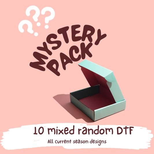 DTF Transfers - Mystery pack of 10 DTF designs. All current stock items.