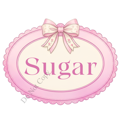 UV-DTF Transfer - Pink Bow designs for a range of storage containers (Tea Coffee Sugar) (Copy)