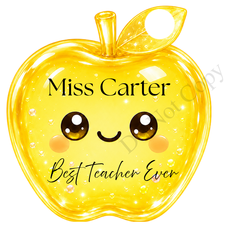 UVDTF Transfer - Cartoon Squishy Apple Cute Keyring Design Best Teacher Bespoke Version