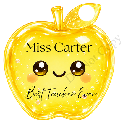 UVDTF Transfer - Cartoon Squishy Apple Cute Keyring Design Best Teacher Bespoke Version