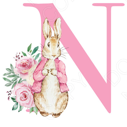 UVDTF Transfer - Vintage Easter Bunny Name (Pink Lettering) (Bespoke)