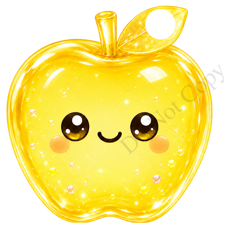 UVDTF Transfer - Cartoon Squishy Apple Cute Keyring Design Plain Version