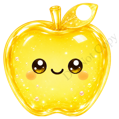 UVDTF Transfer - Cartoon Squishy Apple Cute Keyring Design Plain Version