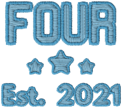 DTF Transfer - Blue Embroidered Style, Birthday Ages (1-10)