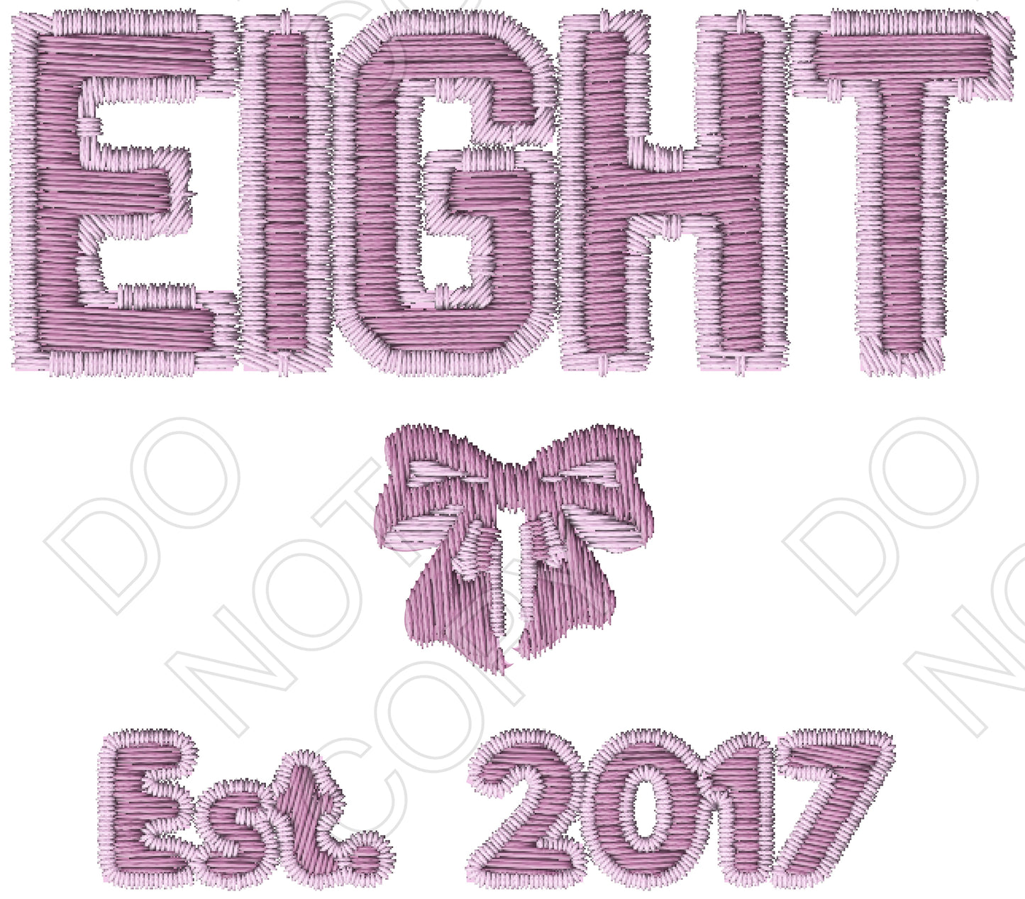 DTF Transfer - Pink Embroidered Style, Birthday Ages (1-10)