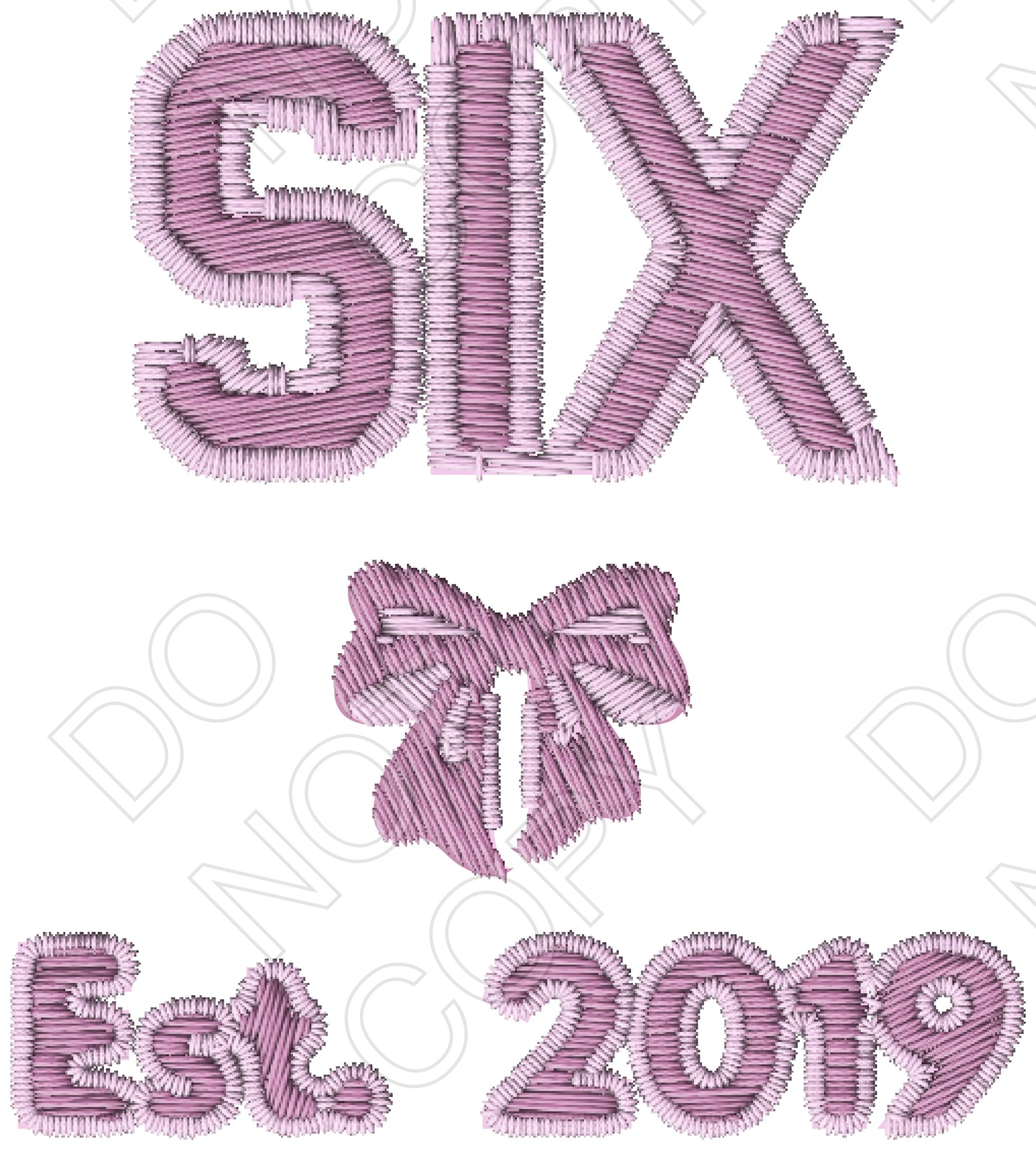 DTF Transfer - Pink Embroidered Style, Birthday Ages (1-10)