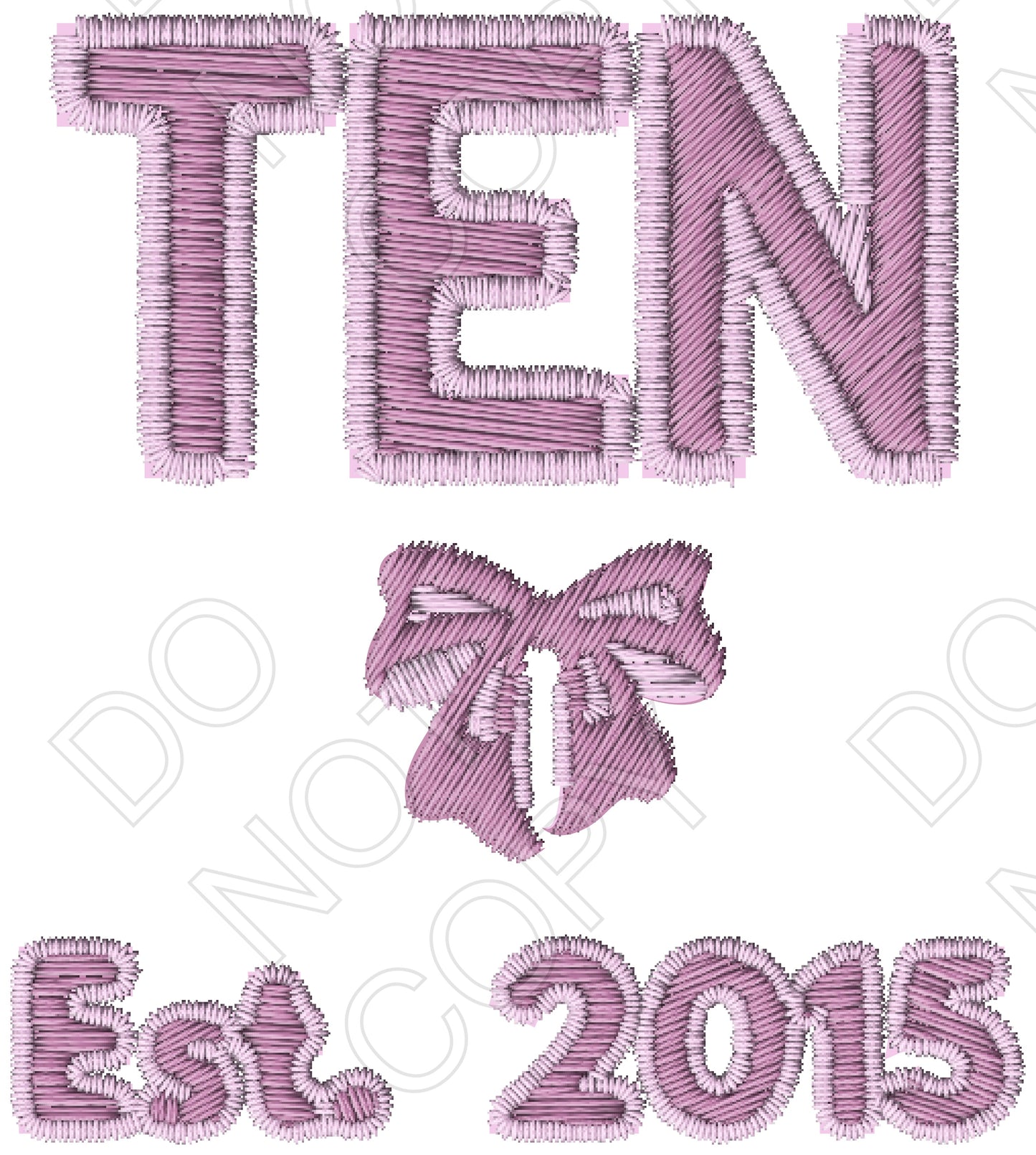 DTF Transfer - Pink Embroidered Style, Birthday Ages (1-10)