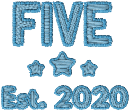 DTF Transfer - Blue Embroidered Style, Birthday Ages (1-10)