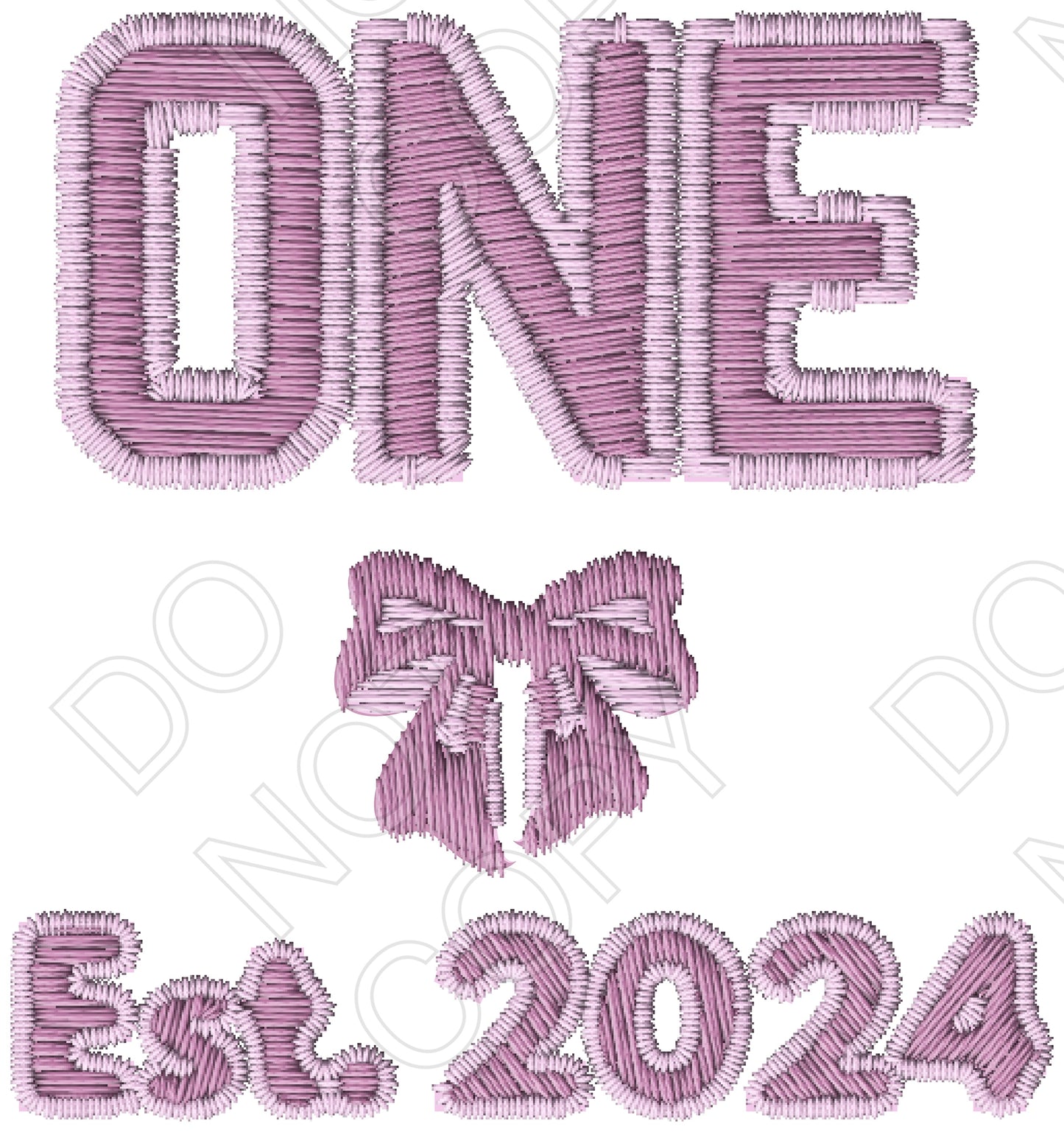 DTF Transfer - Pink Embroidered Style, Birthday Ages (1-10)