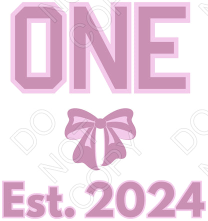 DTF Transfer - Pink Bow Birthday Ages (1-10)