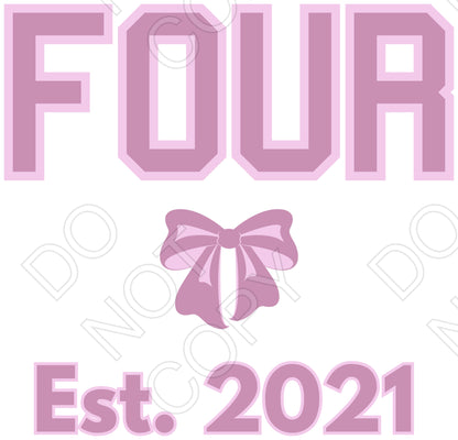 DTF Transfer - Pink Bow Birthday Ages (1-10)