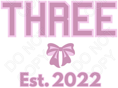 DTF Transfer - Pink Bow Birthday Ages (1-10)