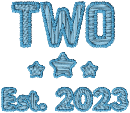 DTF Transfer - Blue Embroidered Style, Birthday Ages (1-10)