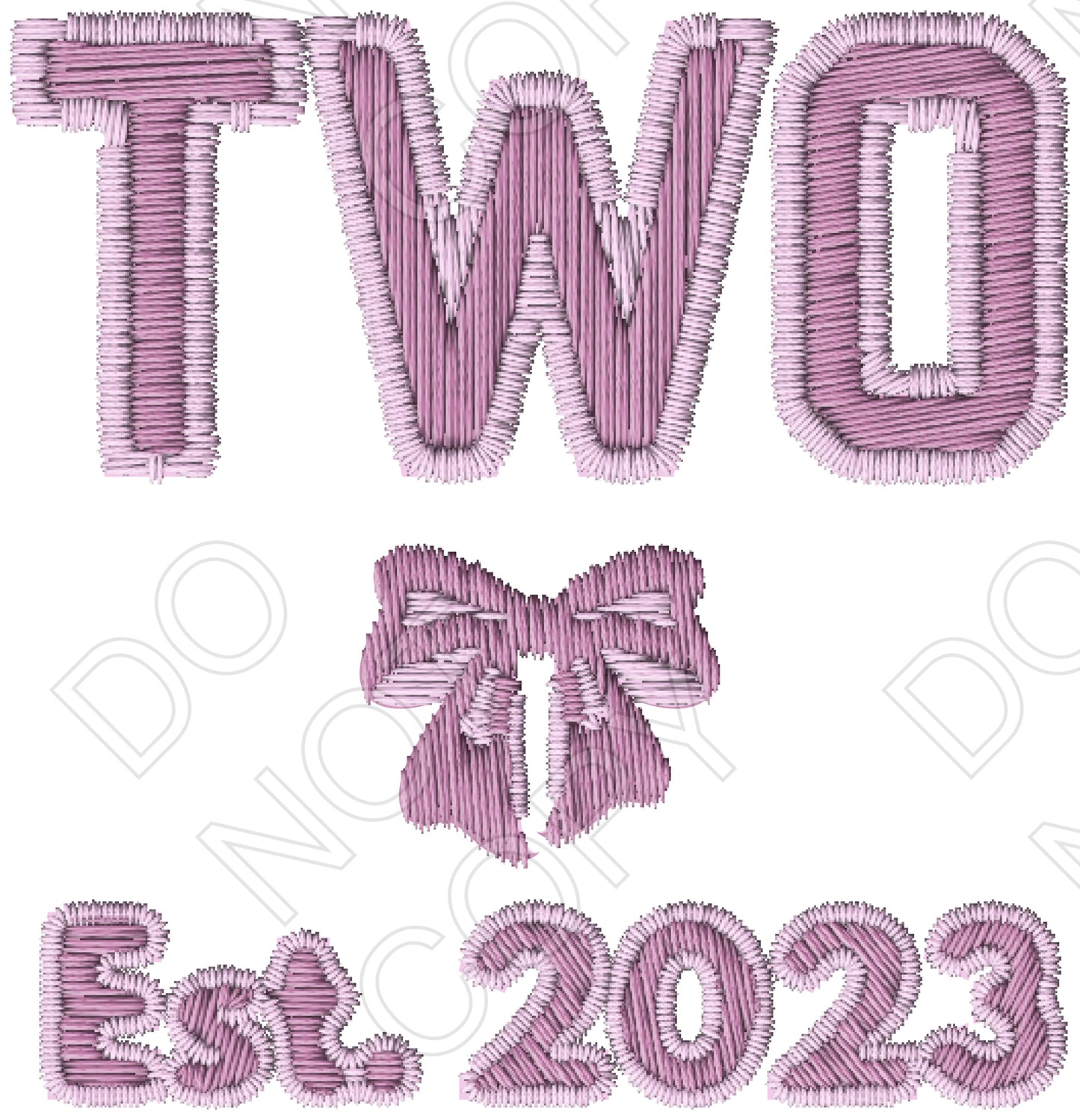 DTF Transfer - Pink Embroidered Style, Birthday Ages (1-10)