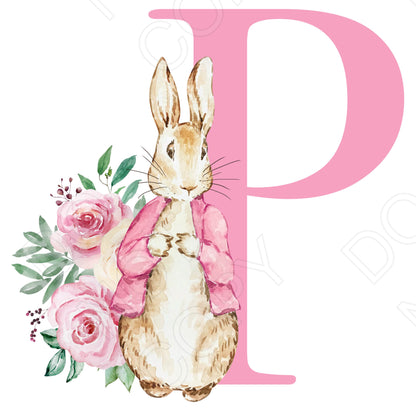 UVDTF Transfer - Vintage Easter Bunny Name (Pink Lettering) (Bespoke)