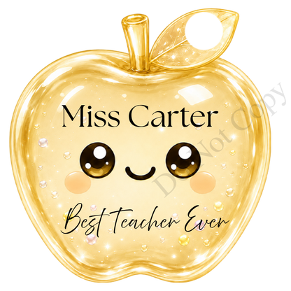 UVDTF Transfer - Cartoon Squishy Apple Cute Keyring Design Best Teacher Bespoke Version