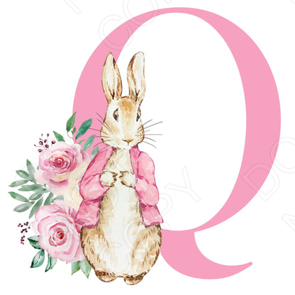 UVDTF Transfer - Vintage Easter Bunny Name (Pink Lettering) (Bespoke)