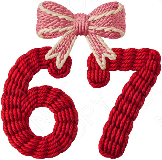 DTF Transfer - 67 Embroidered Style Red Bow
