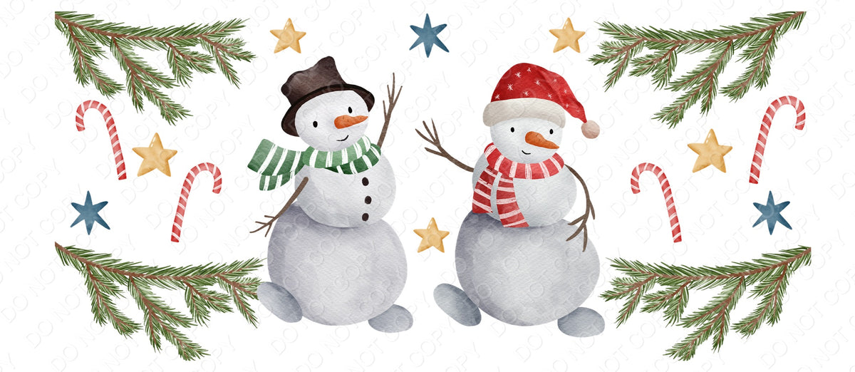 UV-DTF Transfer - Cup Wrap for 16oz Libby Cup - Christmas Watercolour Snowman