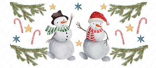 UV-DTF Transfer - Cup Wrap for 16oz Libby Cup - Christmas Watercolour Snowman