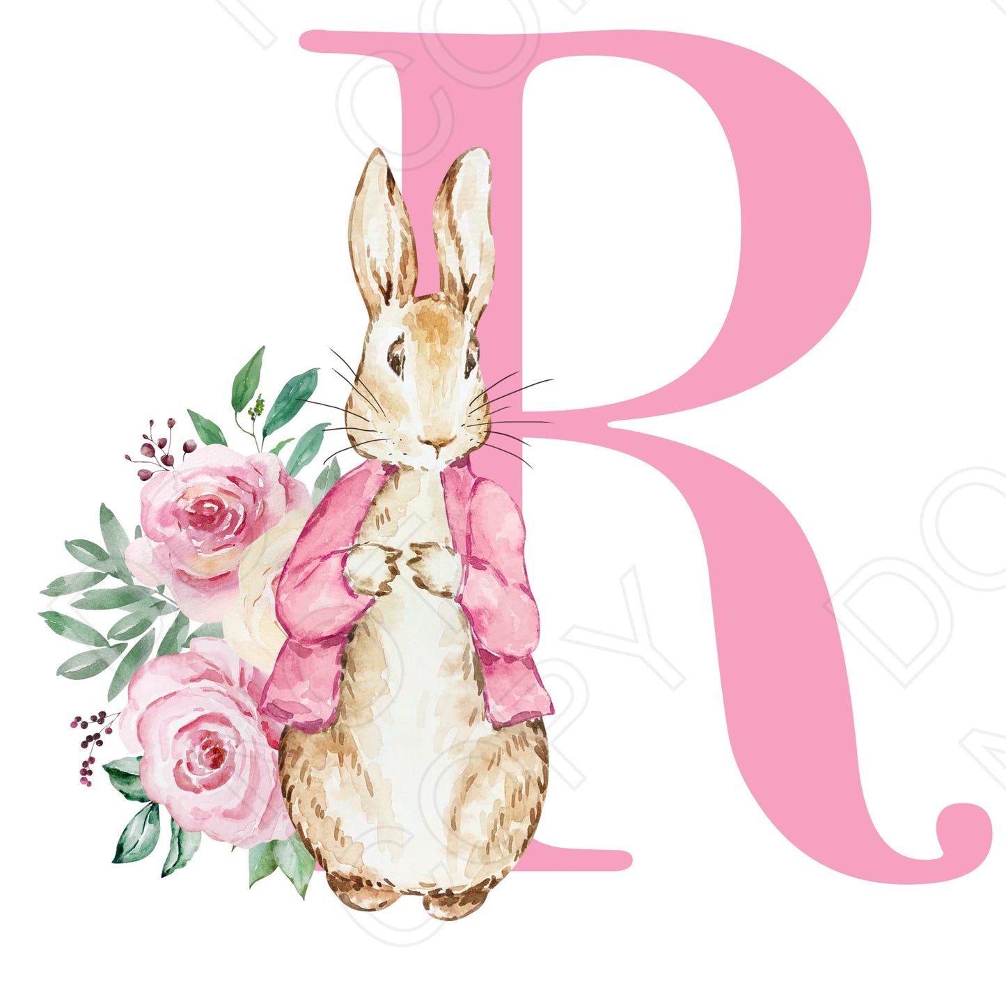 UVDTF Transfer - Vintage Easter Bunny Alphabet (Pink Lettering)
